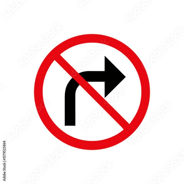 Fototapeta No Right Turn Traffic Sign