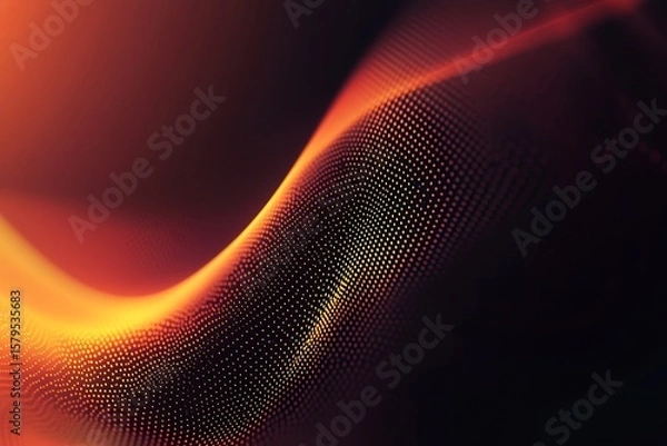 Fototapeta Abstract Orange Wave with Dots, Textured Surface on Gradient Background