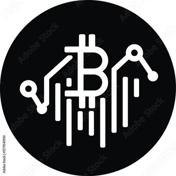 Fototapeta Bitcoin cryptocurrency technology blockchain digital finance investment logo design concept
