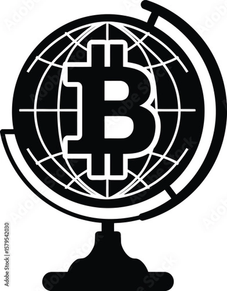 Fototapeta Bitcoin global world cryptocurrency blockchain technology future finance investment digital asset 