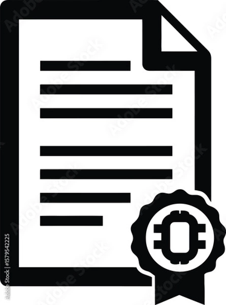 Fototapeta Document certification icon vector illustration for quality assurance and compliance process 