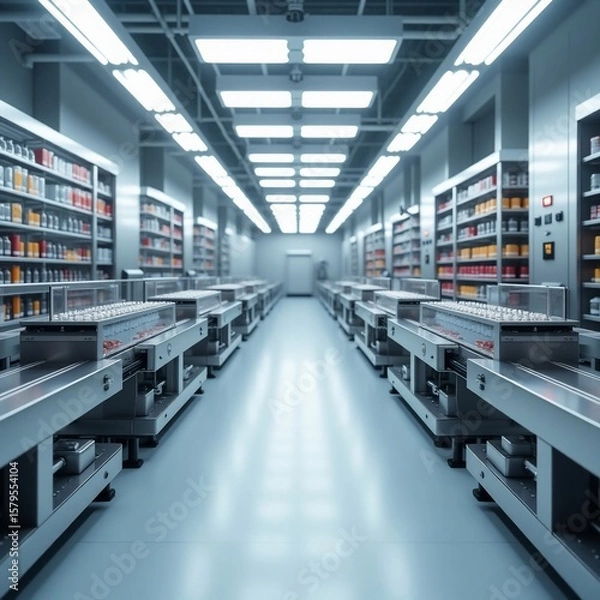 Fototapeta Modern Pharmacy Warehouse Interior.