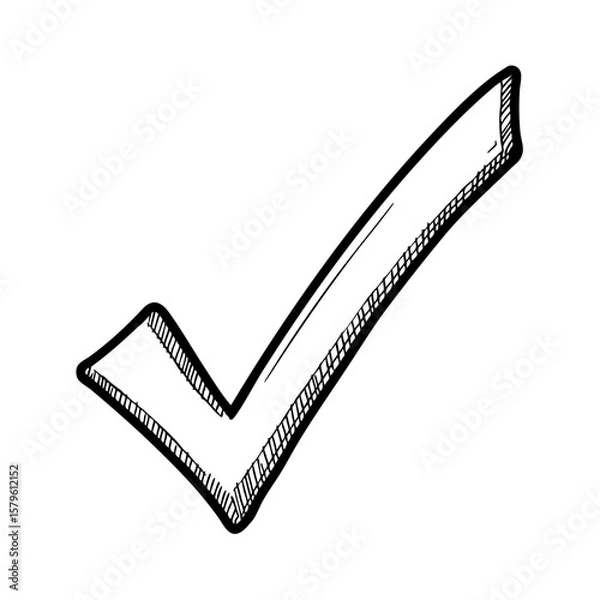 Fototapeta Vintage sketch of a check mark with a bold outline  