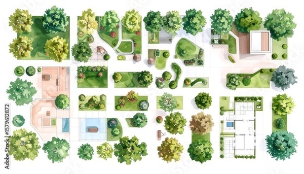 Fototapeta Architectural landscape design plan