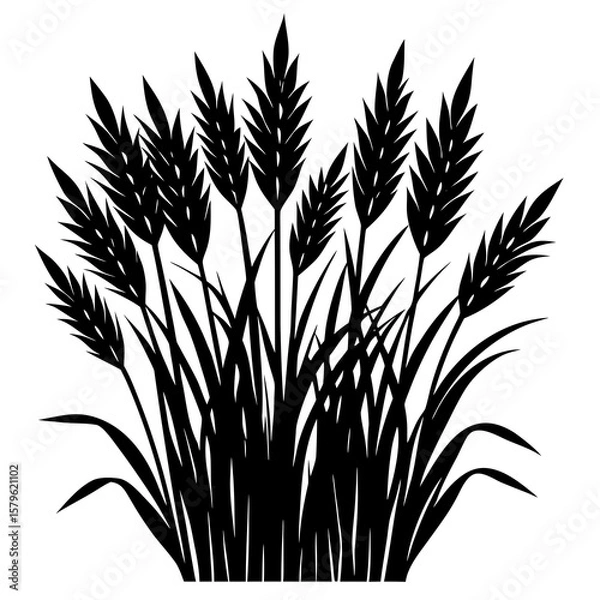 Fototapeta Grass vector, a modern grass art design, black vector of a grass set, simple grass art, a grass isolated