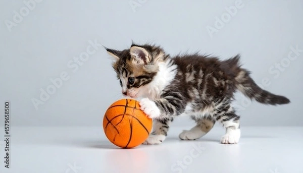 Obraz Playful kitten with a ball