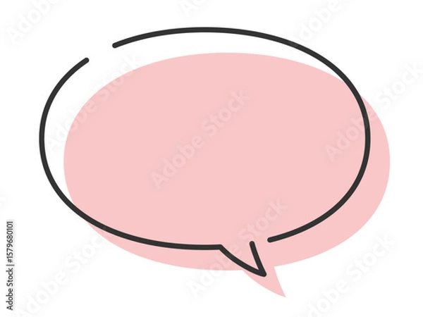 Obraz 線に抜け感のあるオシャレ吹き出しシンプル影つき_楕円_ベクターイラスト