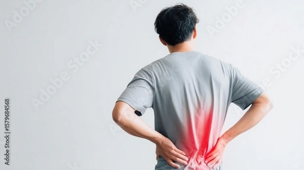 Obraz 腰痛に悩む40代男性の後ろ姿