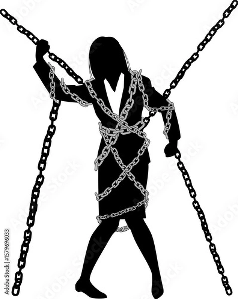 Obraz 鎖に縛られた女性ビジネスマン