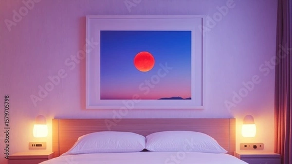 Obraz Bedroom with framed artwork