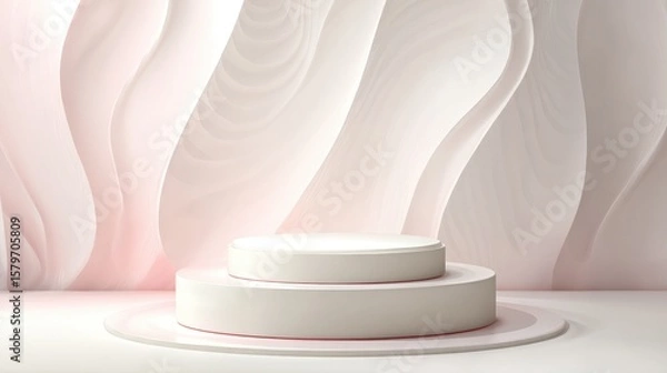 Obraz Elegant White Podium Display On Soft Pink Background