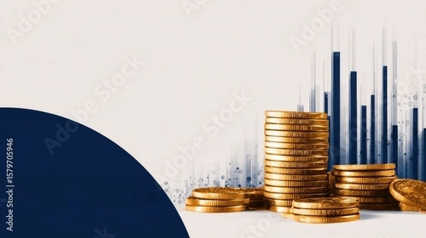 Obraz Gold Coins and Financial Data Graphic