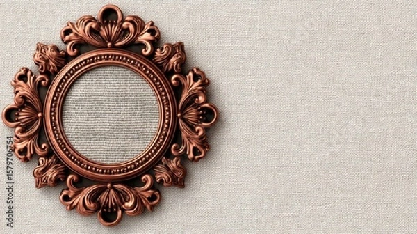 Obraz Vintage Decorative Copper Frame On Linen Background