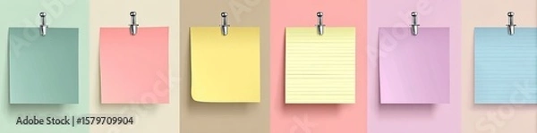 Obraz Pastel Sticky Notes on Wall, Colorful Background