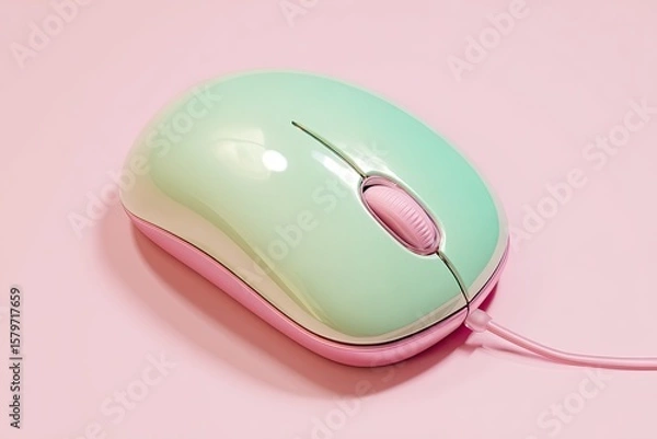 Obraz Pastel computer mouse on pink background