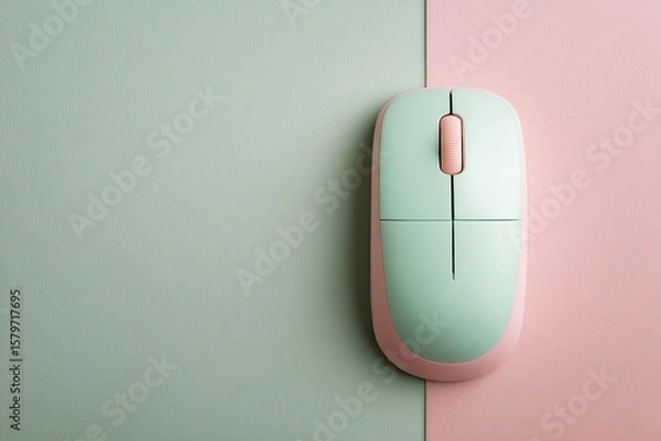 Obraz Pastel computer mouse on color block background