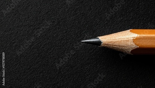 Obraz Close-up pencil tip on dark surface, ready to write