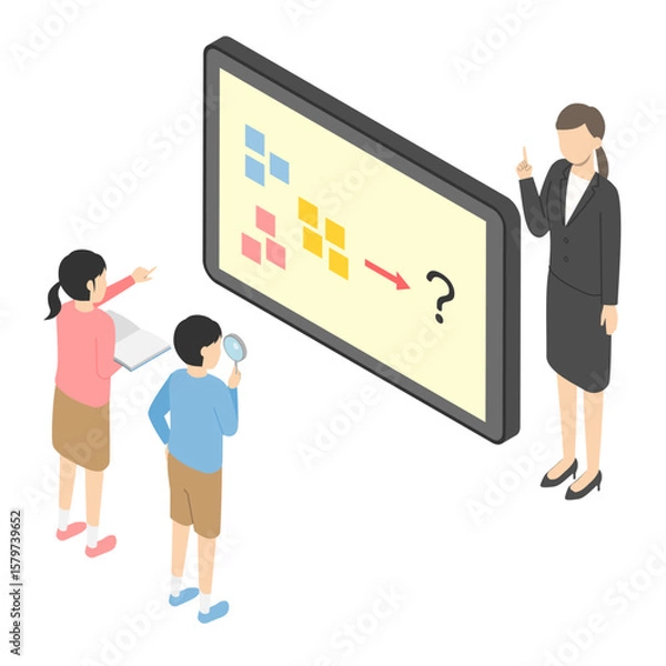 Fototapeta タブレット学習する子供達