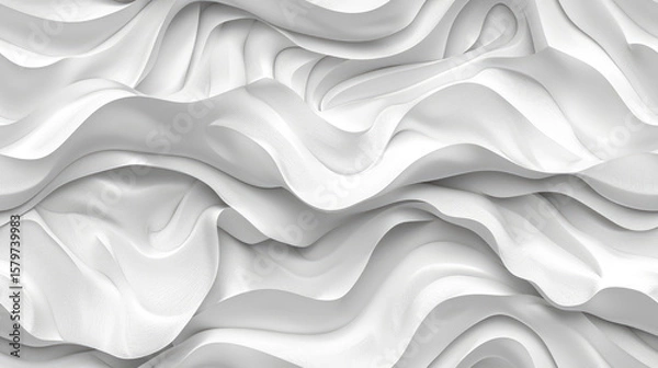 Fototapeta Abstract 3D White Paper Cut Layered Waves Background with Modern Minimal Design for Elegant Texture, Creative Art, and Contemporary Wallpaper
