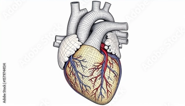 Obraz human heart with line art