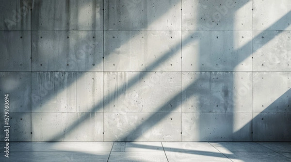 Fototapeta Minimalist Concrete Wall with Soft Window Light and Shadows for Modern Interior Design, Architectural Background, and Aesthetic Photography
