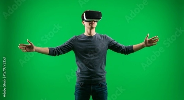 Fototapeta Person using virtual reality headset