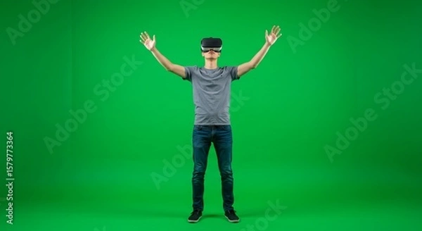 Fototapeta Person using virtual reality headset