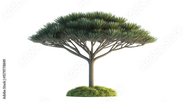 Fototapeta Lonely Tree With Unique Canopy On Transparent Background