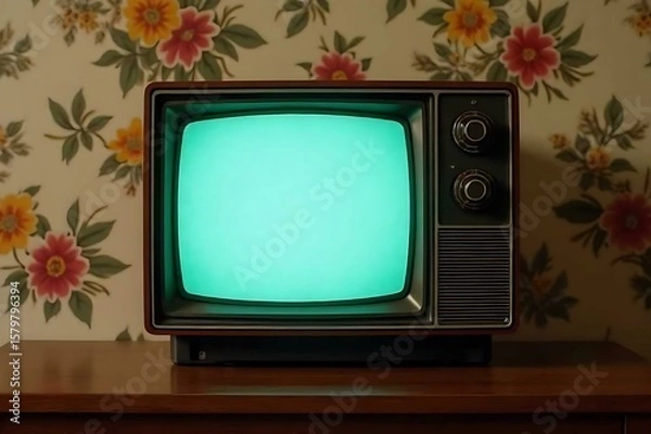 Obraz old tv with green screen