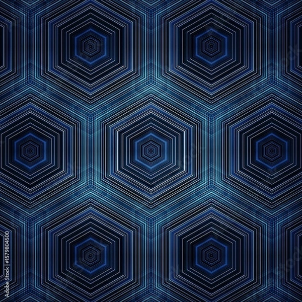 Obraz Vibrant glowing neon blue abstract geometric pattern modern futuristic wallpaper