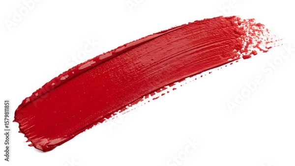Obraz red acrylic brush stroke with textured paint splatter on white background. Ideal for art projects, creative designs, banners, packaging, digital artwork, and isolated paint stroke mockups.