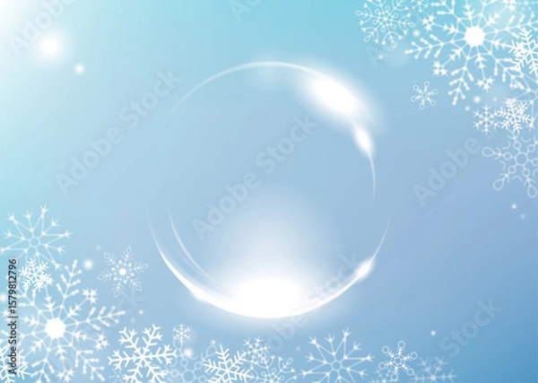 Obraz 透明な球体と雪の結晶バックグラウンド