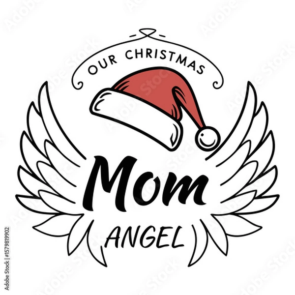 Obraz Our Christmas Mom Angel with Wings and Santa Hat Memorial Design