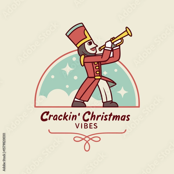 Obraz Festive Christmas Vibes with a Toy Soldier Playing Trumpet Illustration