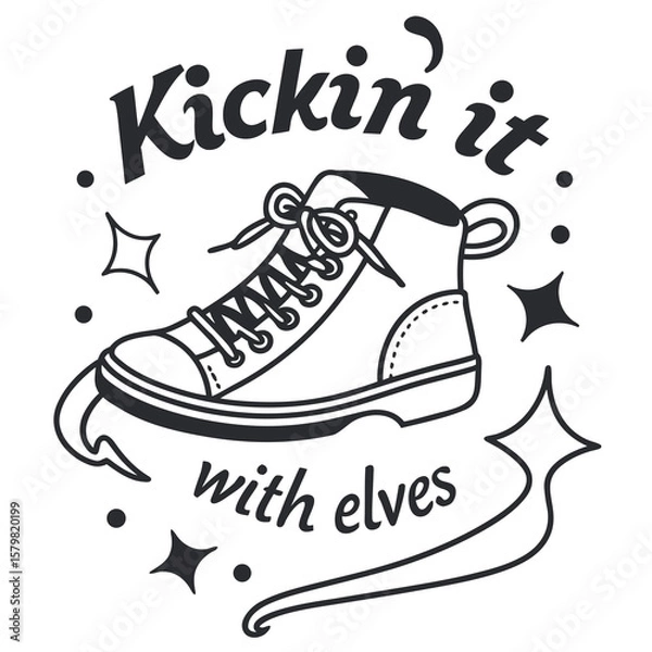 Obraz Kicking it with Elves A whimsical shoe illustration with magical elements