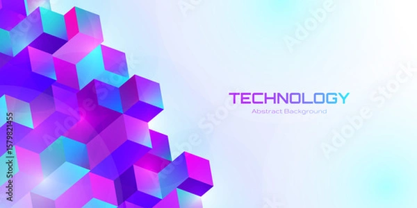 Obraz Futuristic Tech Cubes Background with Modern Gradient and Abstract Digital