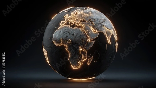 Fototapeta Dark, glowing Earth sphere