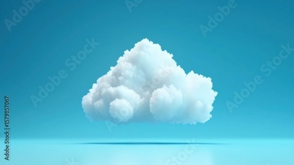 Fototapeta A white cloud against a blue background. The cloud concept of simplicity and tranquility. The image emphasizes the minimalistic and serene nature of the sky.