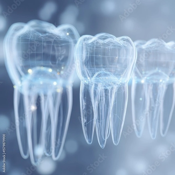 Obraz 3D rendered teeth, translucent, intricate