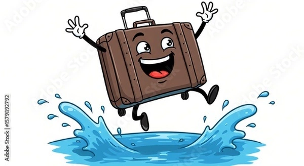 Obraz Happy Suitcase Splashing into Adventure!