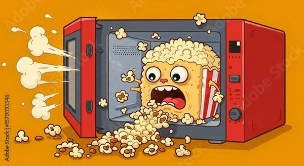 Obraz Popcorn Explosion! A Hilarious Microwave Mayhem