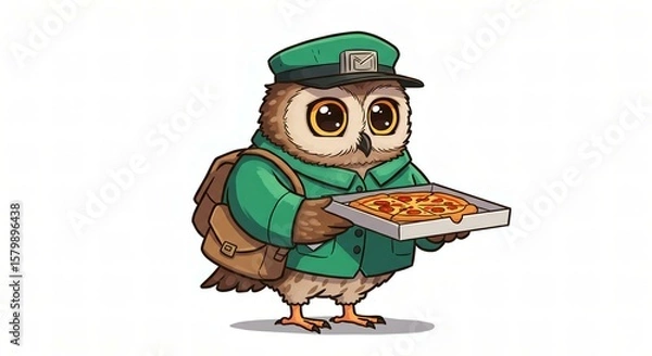 Obraz Adorable Owl Pizza Delivery Service