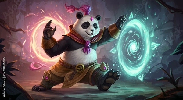 Obraz Mystic Panda Master: A Realm of Fantasy and Magic