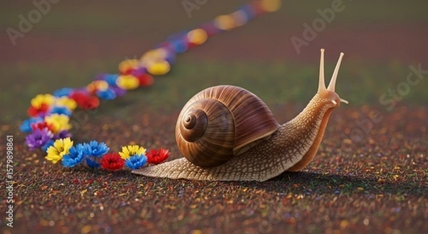 Obraz Snail's Journey: A Colorful Path