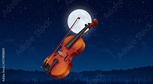Obraz Nocturne: A Violin Under the Moonlight
