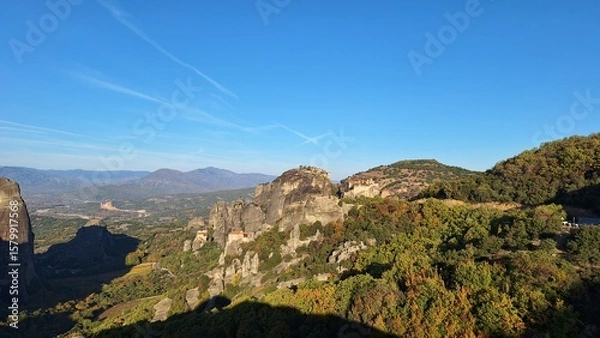Fototapeta Serene morning in impressive Meteora monasteries. Central Greece