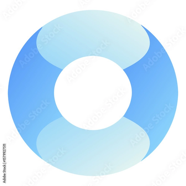 Fototapeta Abstract blue and white circular shape with gradient isolated on transparent background