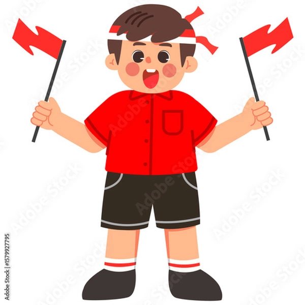 Fototapeta Double Flag Cheer Kids Illustrations