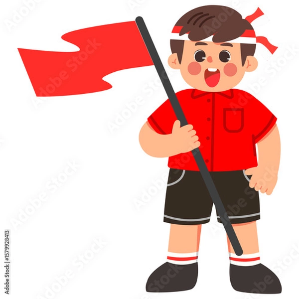 Obraz Big Red Flag Kids Illustrations