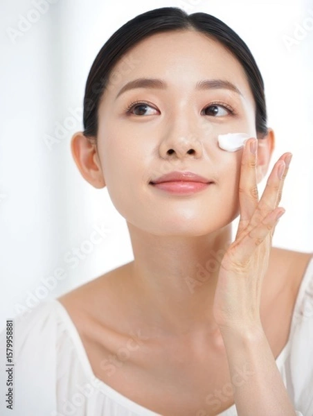 Fototapeta Skincare Routine with Smooth Cream Application